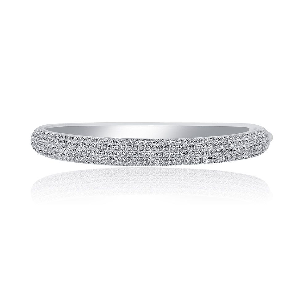 Clear Round Cubic Zirconia Oval Pave Bangle